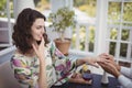 Man putting engagement ring on woman hand Royalty Free Stock Photo