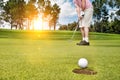 Man putting on green for birdie Royalty Free Stock Photo