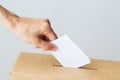 Man putting his vote into ballot box on election Royalty Free Stock Photo