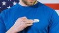 Presidential election sticker on a man Royalty Free Stock Photo