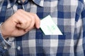 Man putting medical business card into pocket. Nephrology service