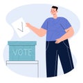 Man putting vote paper into ballot box. Concept of election, voting, democratic and politic Royalty Free Stock Photo