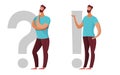 Man, question, exclamation mark flat illustration Royalty Free Stock Photo