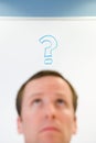 Man with question mark above his head