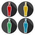 Man with question mark icons set with long shadow Royalty Free Stock Photo