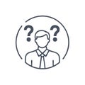 Man with Question Marks Above Head: Business Confusion and Uncertainty Royalty Free Stock Photo