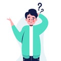 Man with question marks. thinking guy Royalty Free Stock Photo