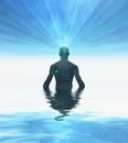 Man radiates light from mind Royalty Free Stock Photo