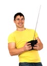 Man with radio remote control Royalty Free Stock Photo