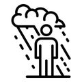Man in the rain icon, outline style Royalty Free Stock Photo