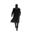 Man walking away. Trench coat. Silhouette of a man walking or running away. Long coat. Transparent PNG