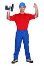 Man with raised arms