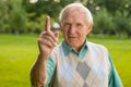 Man with raised finger. Royalty Free Stock Photo