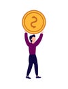 Man raised up a coin, good livelihood, wealth illustration Royalty Free Stock Photo