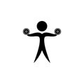 The man raises dumbbell icon, illustration, 