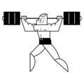 Man raises a heavy barbell. vector cartoon illustration Royalty Free Stock Photo