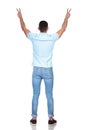 Man raising his hands as a sign of peace Royalty Free Stock Photo