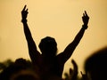 Man raising up hands on rock concert Royalty Free Stock Photo