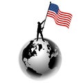 Man Raising US Flag on Earth