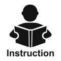 Man read a book simple icon. Education symbol. Instruction manual icon