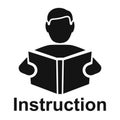 Man read a book simple icon. Education symbol. Instruction manual icon - for stock