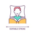 Man reading book in bed RGB color icon Royalty Free Stock Photo