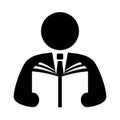 Man reading book vector icon