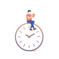 The man reading on clock illustration vector on white background