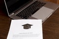 Man reading college or university application or document from school. College acceptance letter or student loan paper Royalty Free Stock Photo