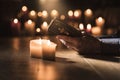 Man reading the Holy Bible and praying in the Church Royalty Free Stock Photo