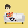 Man reading magazine on sofa vector illustration Royalty Free Stock Photo
