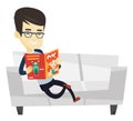 Man reading magazine on sofa vector illustration Royalty Free Stock Photo