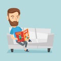 Man reading magazine on sofa vector illustration Royalty Free Stock Photo