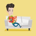 Man reading magazine on sofa vector illustration. Royalty Free Stock Photo