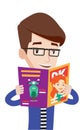 Man reading magazine vector illustration. Royalty Free Stock Photo