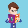 Man reading magazine vector illustration. Royalty Free Stock Photo