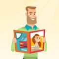 Man reading a magazine vector illustration. Royalty Free Stock Photo