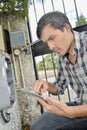 man reading meter Royalty Free Stock Photo