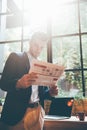 Man reading newspaper. Royalty Free Stock Photo