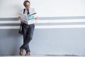 Man reading newspaper at outdoor Royalty Free Stock Photo