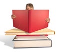 Man reading the stack of big books Royalty Free Stock Photo
