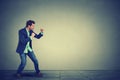 Man ready to fight with fists up in air Royalty Free Stock Photo