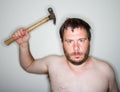 Man ready to use the hammer Royalty Free Stock Photo