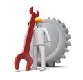 Man ready to work, 3D man with spanner Royalty Free Stock Photo