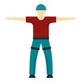 Man ready for zip line icon, flat style