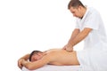 Man receive deep back massage Royalty Free Stock Photo