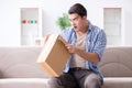 The man receiving empty parcel with stolen goods Royalty Free Stock Photo