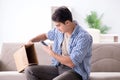 The man receiving empty parcel with stolen goods Royalty Free Stock Photo