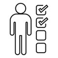 Man recruitment points icon, outline style