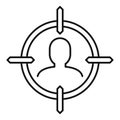 Man recruitment target icon, outline style